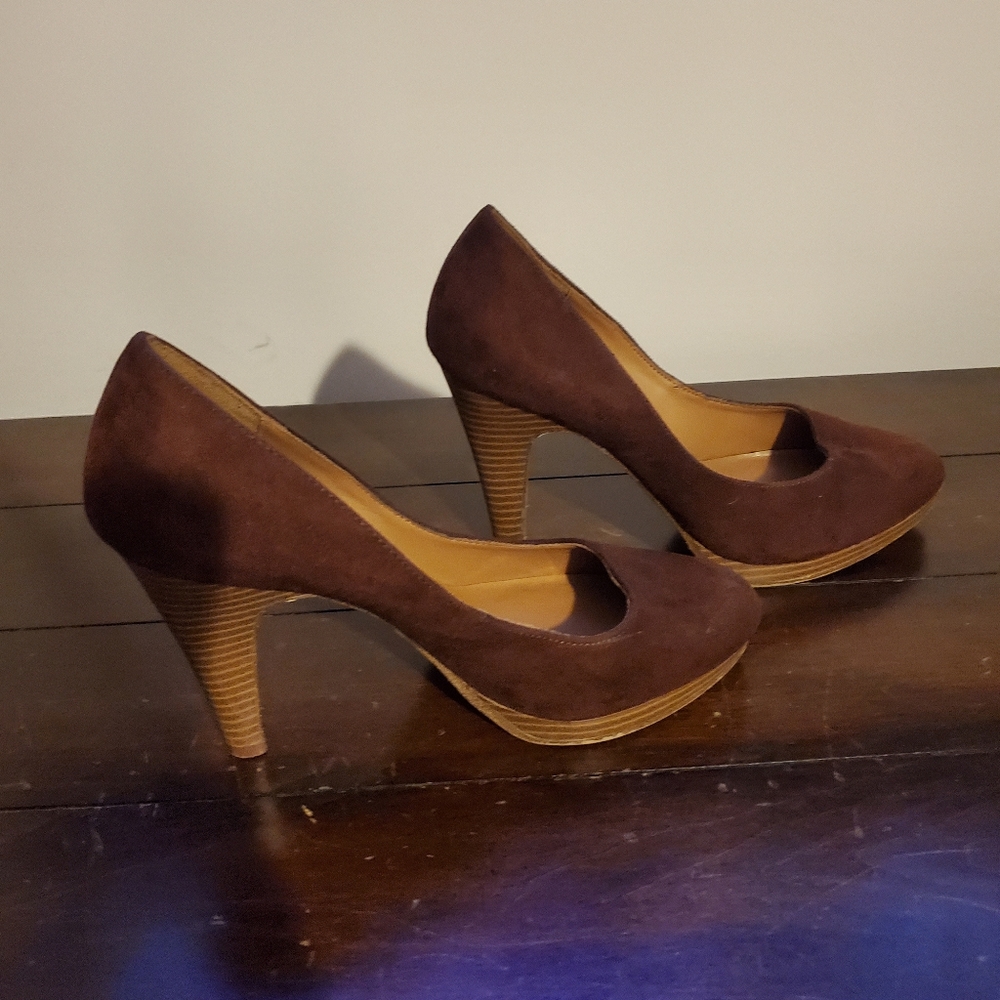 Brown high heels